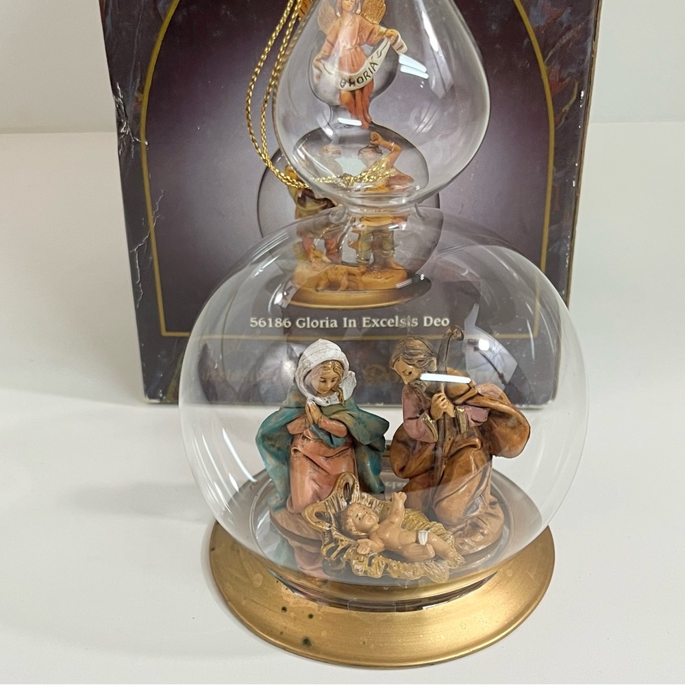 Fontanini Blown Glass Ornament Holy Family 56187 Nativity 1995 7" Tree Design